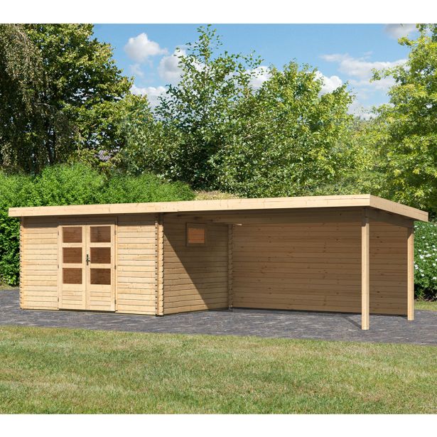 LESENA VRTNA HIŠKA KARIBU TRITTAU 4 + PODALJŠEK STREHE 4.4M+ZADNJA STENA