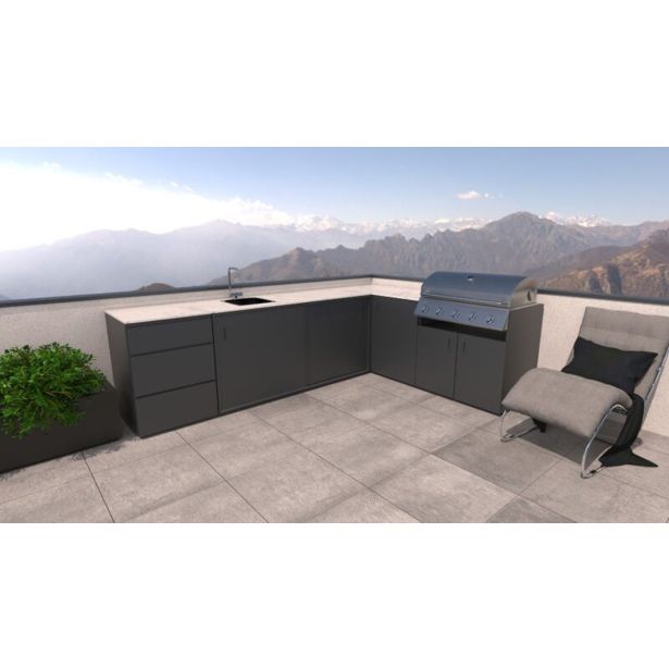 LETNA KUHINJA BELLANO FLORENCE ANTRACITL 3070/2168X634X935 PULT PORCELAN