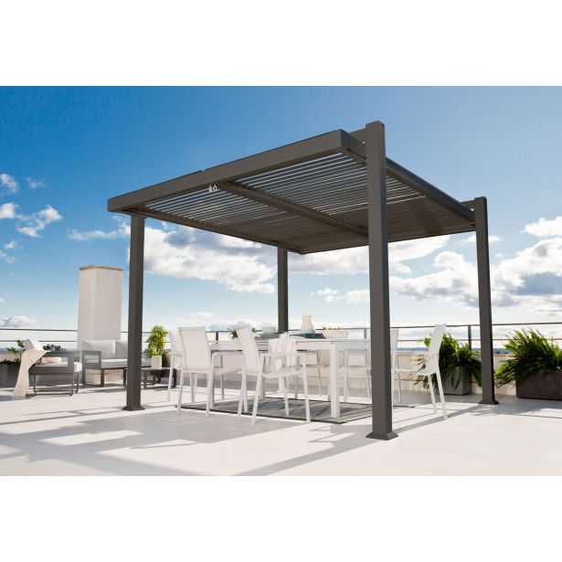 PERGOLA PERSEA EASY FULL ALU MODULARNA STREHA 320X360 TEMNO SIVA