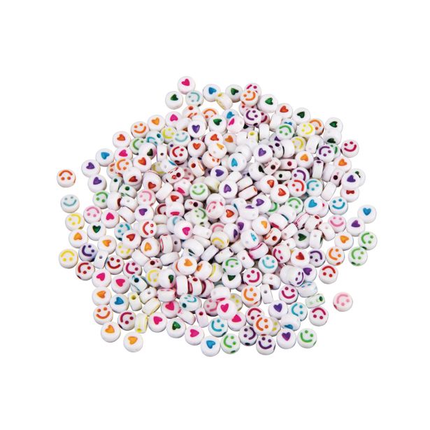 PERLE "EMOJI", 6MM, BARVNE, OKROGLE, 40G