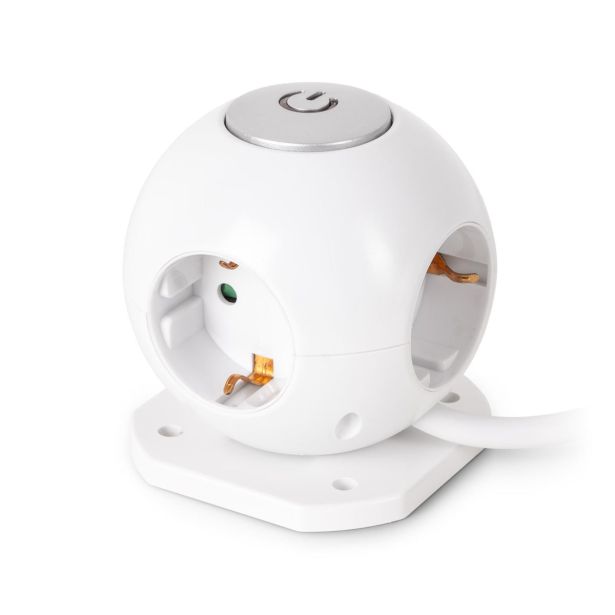 ŠUKO VTIKAČ ENTAC RAZDELILEC S STIKALOM 4X VTIČNICE 1.5M BEL