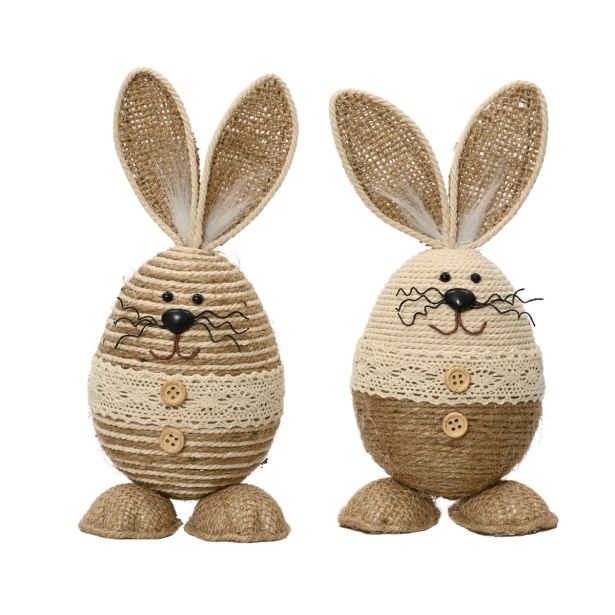 VELIKONOČNI PROGRAM DECORIS ZAJEC IZ JUTE, 18 CM SORTIRANO