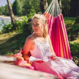 GUGALNA MREŽA AMAZONAS KOMPLET STOJALO KRONOS + VISEČA MREŽA SANTANA PINK