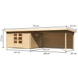 LESENA VRTNA HIŠKA KARIBU TRITTAU 4 + PODALJŠEK STREHE 4.4M+ZADNJA STENA