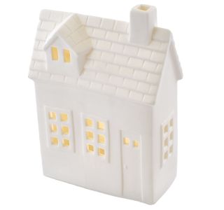 VASICA EMOS LED KERAMIČNA HIŠICA 18CM TOPLO BELA, ČASOVNIK